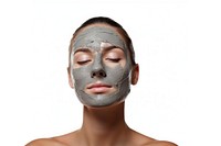 Lady putting clay face mask portrait adult photo. 