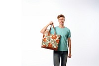 Man holding fashion tote bag handbag adult accessories. 