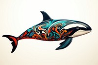 Orca colourful doodle dolphin animal mammal. 