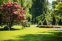 Green lawn park landscape outdoors. AI generated Image by rawpixel.