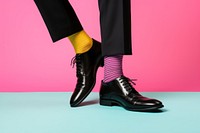 Black leather shoes footwear sock pantyhose. AI generated Image by rawpixel.