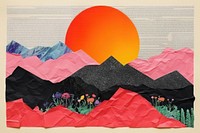 Minimal landscape paper art painting. 