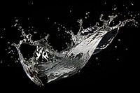 Water splash effect, black background, 