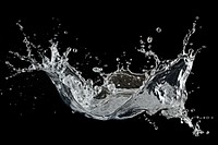 Water splash effect, black background, 