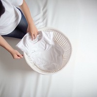 Laundry person basket adult. AI generated Image by rawpixel.