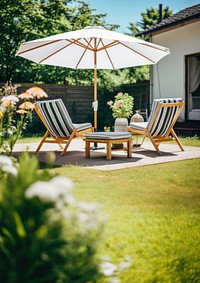 Backyard architecture furniture outdoors. AI generated Image by rawpixel.