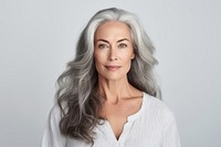 Mature woman long grey hair portrait looking adult. AI generated Image by rawpixel.