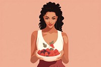 Beuatiful woman holding portrait adult berry. AI generated Image by rawpixel.