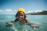 Swimming outdoors sports smile. 