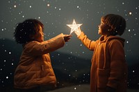 Night outdoors light child. 