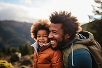 Cheerful mountain laughing outdoors. AI generated Image by rawpixel.