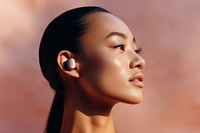 Minimal wireless earbuds skin portrait adult. 