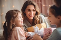 Child cheerful smiling family. 