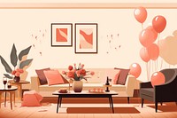 Birthday party room furniture balloon. AI generated Image by rawpixel.