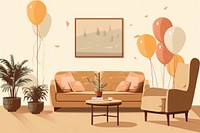 Birthday party room furniture balloon.