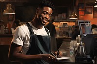 Black barista adult cafe entrepreneur. 