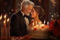 Wedding anniversary celebration dessert adult cake. AI generated Image by rawpixel.