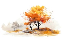 Autumn painting outdoors drawing. 