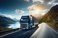 Truck vehicle travel road. AI generated Image by rawpixel.
