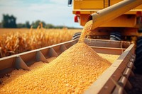 Separating corn grains outdoors harvest working. 