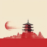 Minimal and simplified japanese iconic landmark.  