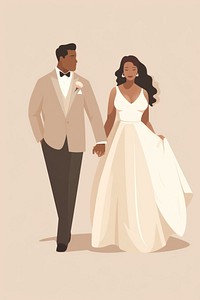 Couple wedding dress standing. 