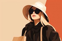 Young woman portrait bag sunglasses. 