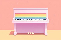 A rainbow piano keyboard pink harpsichord.