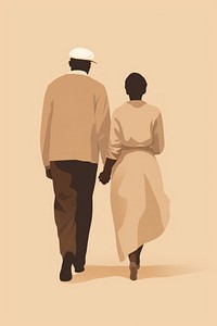 Black senior couple walking together adult back togetherness. 