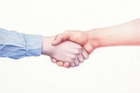 Handshake white background togetherness agreement. 