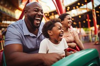 Laughing family child adult. 