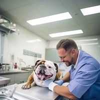 Vet dog veterinarian bulldog. 