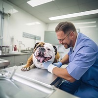 Vet dog veterinarian bulldog. 