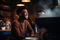 Smiling black barista coffee adult smile. AI generated Image by rawpixel.