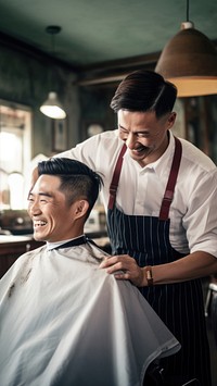 Asian barber barbershop adult togetherness. 