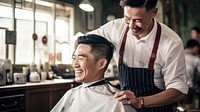 Asian barber barbershop adult hairdresser. 