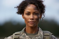 Military woman outdoors soldier uniform. 