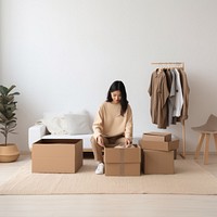 Asian teen box cardboard furniture. AI generated Image by rawpixel.