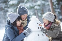 Snowman outdoors winter nature. 