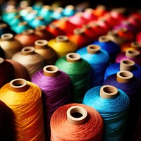 photo of colorful threads.  