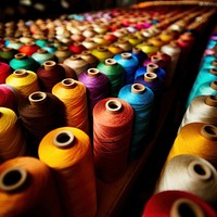 photo of colorful threads.  