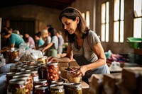 Female volunteers food adult consumerism. 