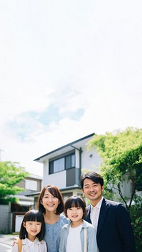 Japanse family outdoors portrait adult. 