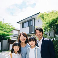 Japanse family cheerful adult child. 