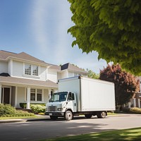 Moving truck vehicle house transportation.