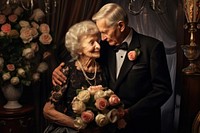 Senior wedding anniversary portrait flower adult. AI generated Image by rawpixel.