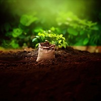 photo of soil bag laying on the ground.  