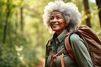 Portrait backpack forest adult. 