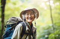 Backpack portrait forest adult. 