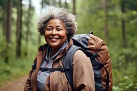 Backpack portrait forest adult. 